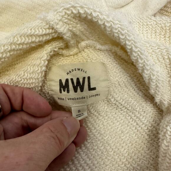 Madewell MWL Ivory Hooded Sweatshirt - Size Small - Picture 9 of 9